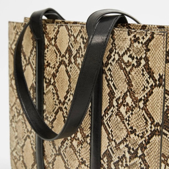 VIOLETA MANGO SNAKE-EFFECT SHOULDER BAG - BROWN (NEW WITH TAGS) - Picture 7 of 7